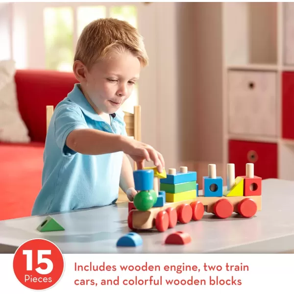 imageMelissa ampamp Doug Stacking Train  Classic Wooden Toy 18 pcs  Train Set Wooden Sorting ampamp Stacking Toys For Toddlers Ages 2 MulticoloredStacking Train