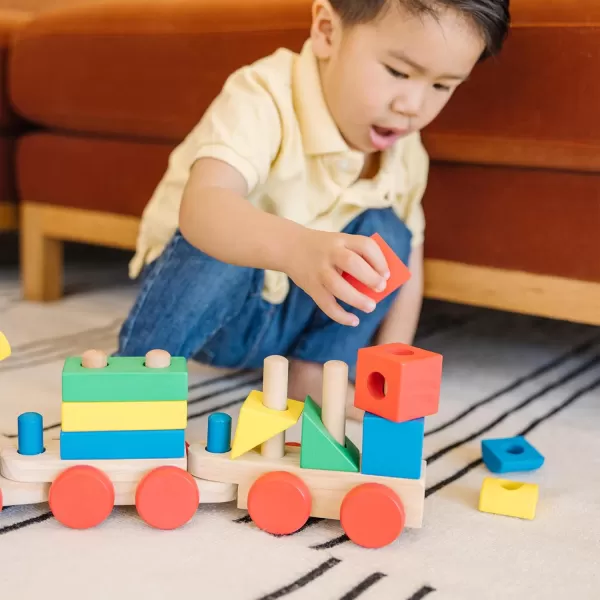 imageMelissa ampamp Doug Stacking Train  Classic Wooden Toy 18 pcs  Train Set Wooden Sorting ampamp Stacking Toys For Toddlers Ages 2 MulticoloredStacking Train