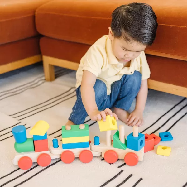 imageMelissa ampamp Doug Stacking Train  Classic Wooden Toy 18 pcs  Train Set Wooden Sorting ampamp Stacking Toys For Toddlers Ages 2 MulticoloredStacking Train