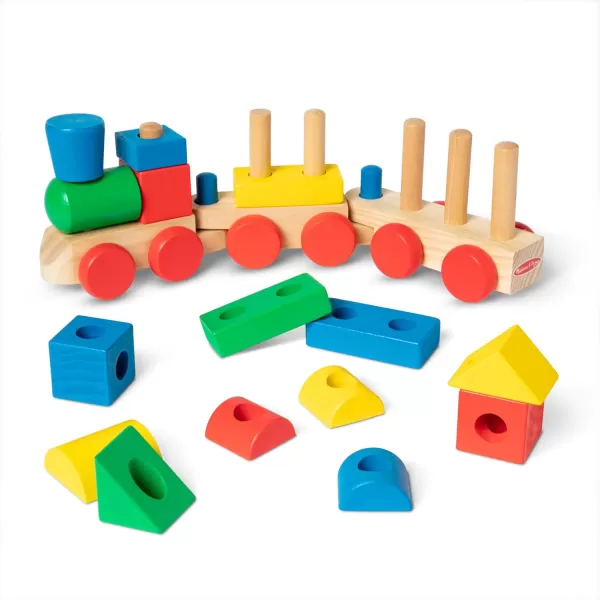 imageMelissa ampamp Doug Stacking Train  Classic Wooden Toy 18 pcs  Train Set Wooden Sorting ampamp Stacking Toys For Toddlers Ages 2 MulticoloredStacking Train