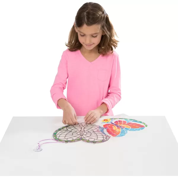 imageMelissa ampamp Doug Stained Glass Made Easy Activity Kit Butterfly  140 Stickers  Kids Sticker Stained Glass Craft Kit Sun Catchers For Kids Ages 5