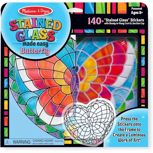imageMelissa ampamp Doug Stained Glass Made Easy Activity Kit Butterfly  140 Stickers  Kids Sticker Stained Glass Craft Kit Sun Catchers For Kids Ages 5