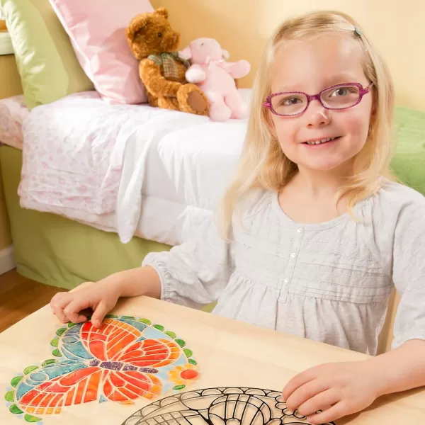 imageMelissa ampamp Doug Stained Glass Made Easy Activity Kit Butterfly  140 Stickers  Kids Sticker Stained Glass Craft Kit Sun Catchers For Kids Ages 5