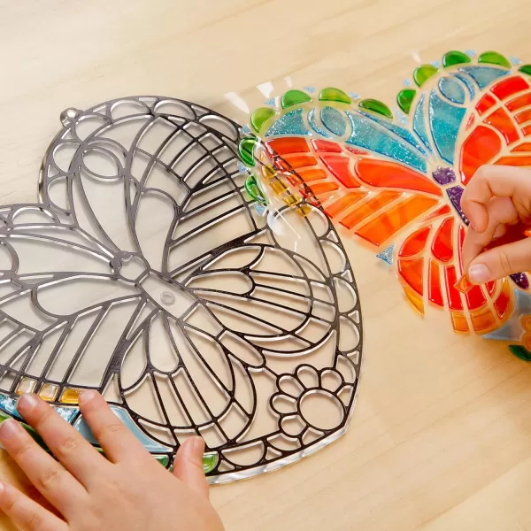 imageMelissa ampamp Doug Stained Glass Made Easy Activity Kit Butterfly  140 Stickers  Kids Sticker Stained Glass Craft Kit Sun Catchers For Kids Ages 5