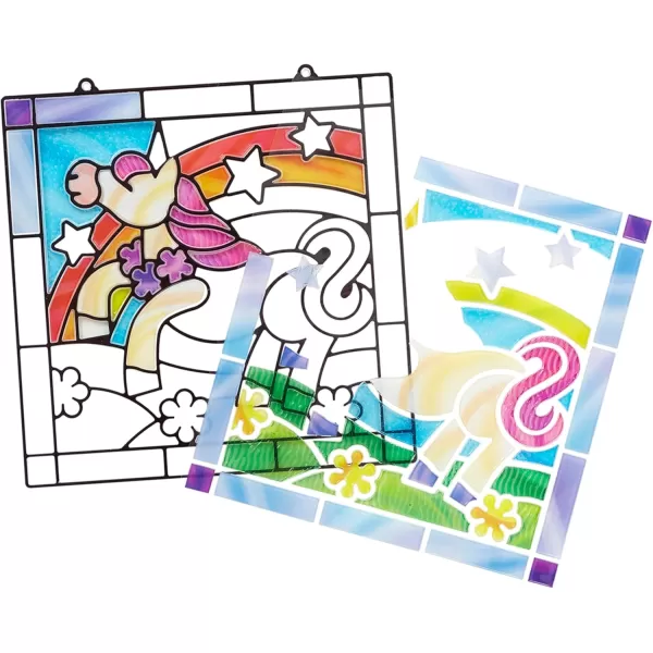 imageMelissa ampamp Doug Stained Glass Made Easy Craft Kit  Unicorn  Kids Sticker Stained Glass Craft Kit Unicorn Crafts For Kids Ages 5