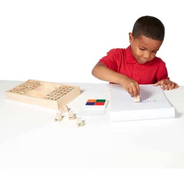 imageMelissa ampamp Doug Wooden Alphabet Stamp Set  56 Stamps With LowerCase and Capital Letters  Preschool Writing Toys ABC Stamps Kids Arts ampamp Crafts Letter Stamps For Kids Ages 4