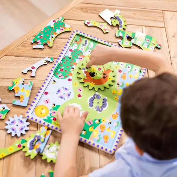 imageMelissa ampamp Doug Wooden Animal Chase Jigsaw Spinning Gear Puzzle  24 Pieces Wooden Puzzle for Toddlers and Preschoolers for Boys and Girls Ages 3