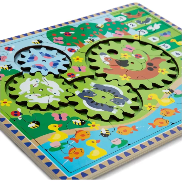 imageMelissa ampamp Doug Wooden Animal Chase Jigsaw Spinning Gear Puzzle  24 Pieces Wooden Puzzle for Toddlers and Preschoolers for Boys and Girls Ages 3