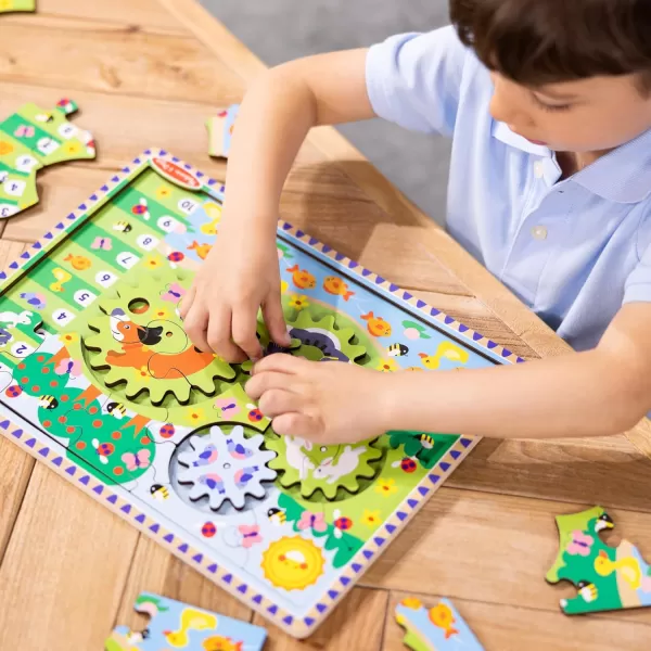 imageMelissa ampamp Doug Wooden Animal Chase Jigsaw Spinning Gear Puzzle  24 Pieces Wooden Puzzle for Toddlers and Preschoolers for Boys and Girls Ages 3