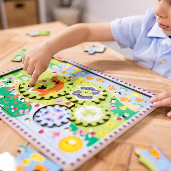 imageMelissa ampamp Doug Wooden Animal Chase Jigsaw Spinning Gear Puzzle  24 Pieces Wooden Puzzle for Toddlers and Preschoolers for Boys and Girls Ages 3