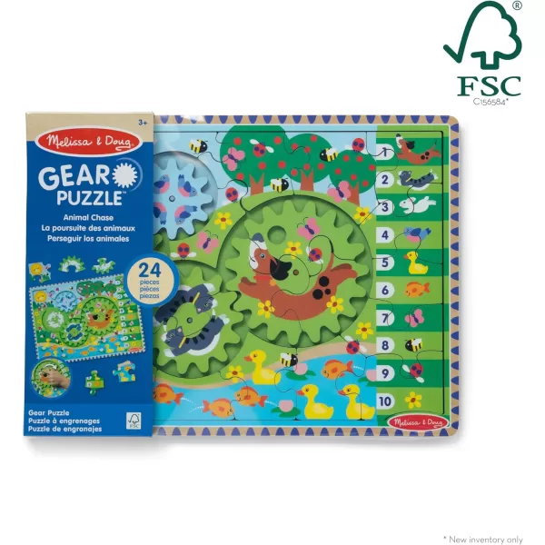 imageMelissa ampamp Doug Wooden Animal Chase Jigsaw Spinning Gear Puzzle  24 Pieces Wooden Puzzle for Toddlers and Preschoolers for Boys and Girls Ages 3