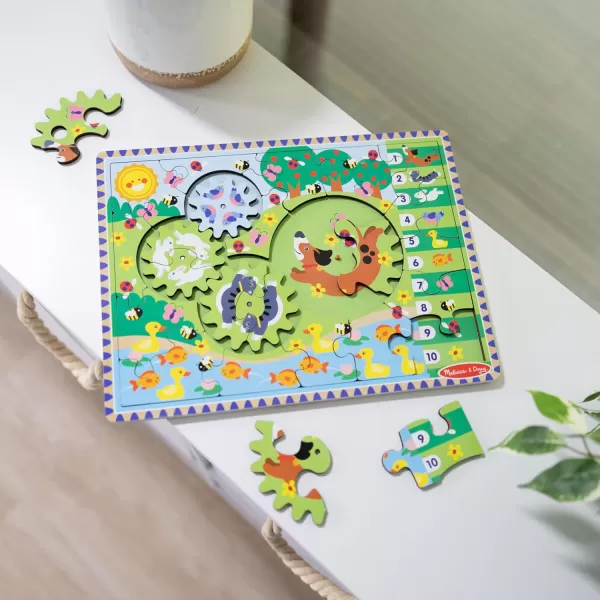imageMelissa ampamp Doug Wooden Animal Chase Jigsaw Spinning Gear Puzzle  24 Pieces Wooden Puzzle for Toddlers and Preschoolers for Boys and Girls Ages 3