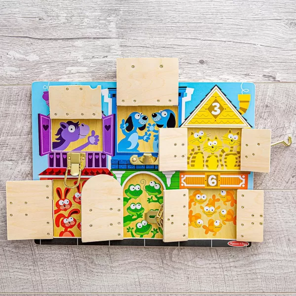 imageMelissa ampamp Doug Wooden Latches Board Sensory Activity Toy For Kids Doors And Locks Toy Wooden Busy Board Toddler Toys For Ages 3