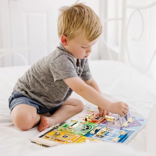 imageMelissa ampamp Doug Wooden Latches Board Sensory Activity Toy For Kids Doors And Locks Toy Wooden Busy Board Toddler Toys For Ages 3