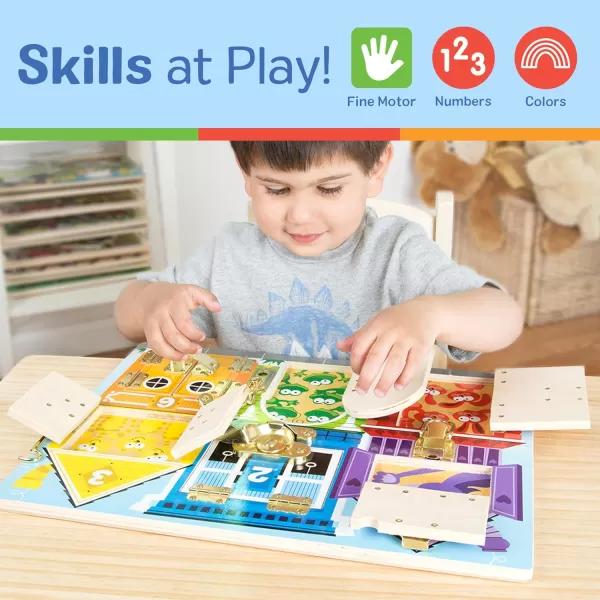 imageMelissa ampamp Doug Wooden Latches Board Sensory Activity Toy For Kids Doors And Locks Toy Wooden Busy Board Toddler Toys For Ages 3