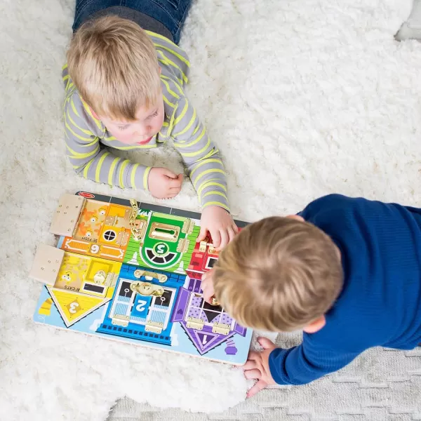 imageMelissa ampamp Doug Wooden Latches Board Sensory Activity Toy For Kids Doors And Locks Toy Wooden Busy Board Toddler Toys For Ages 3