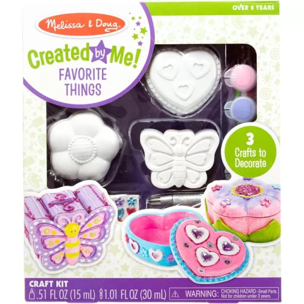 imageMelissa ampamp Doug Created by Me Favorite Things Craft Kits Set DecorateYourOwn Flower and Heart Treasure Boxes and Butterfly Bank