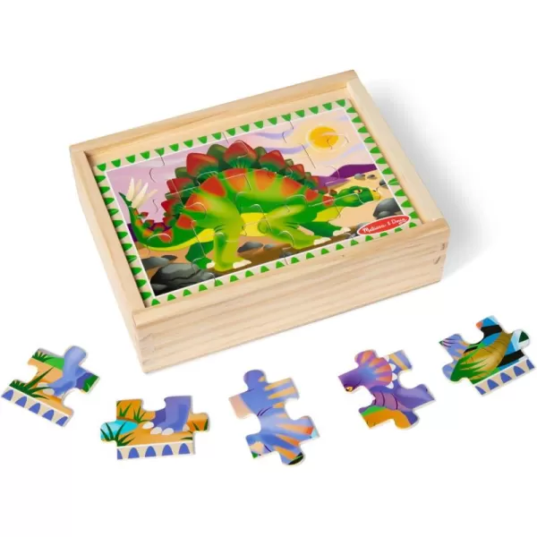 imageMelissa ampamp Doug Dinosaurs 4in1 Wooden Jigsaw Puzzles in a Storage Box 48 pcs  FSC CertifiedDinosaurs