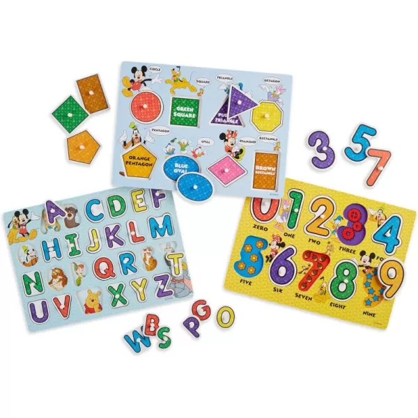 imageMelissa ampamp Doug Disney Wooden Peg Puzzles Set Letters Numbers and Shapes and Colors  Letters And Number Puzzles Disney Puzzles Wooden Puzzles For Toddlers And Kids Ages 3 Multicolor