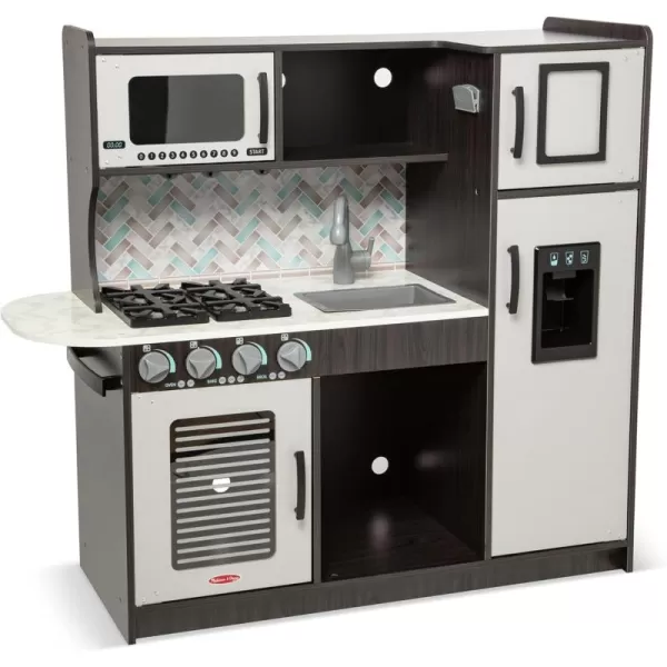 imageMelissa ampamp Doug Wooden Chefs Pretend Play Toy Kitchen With Ice Cube Dispenser  Cloud White  FSC CertifiedCharcoal