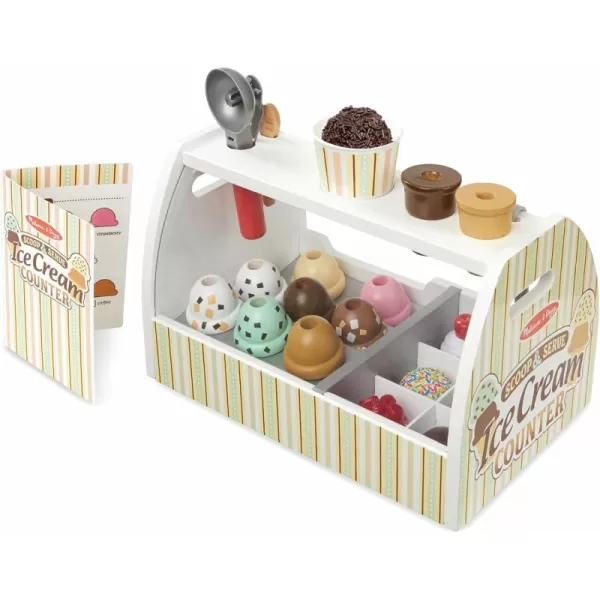 imageMelissa ampamp Doug Wooden Scoop and Serve Ice Cream Counter 28 pcs  Play Food and Accessories  Pretend Food Toys Ice Cream Shop Toys For Kids Ages 3Scoop  Serve Ice Cream Counter