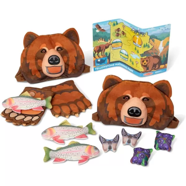 imageMelissa ampamp Doug Yellowstone National Park Grizzly Bear Games and Pretend Play Set with Plush Bear Heads and Bear Paw Gloves  Kids Animal Activity for Preschoolers Games for Boys and for Girls Age 3