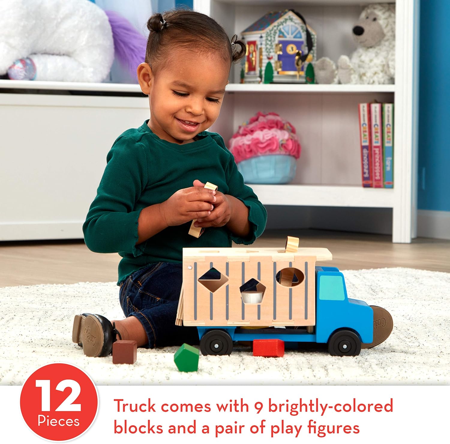 imageMelissa ampamp Doug ShapeSorting Wooden Dump Truck Toy With 9 Colorful Shapes and 2 Play Figures Wooden Vehicle Toys Shape Sorter Toys For Toddlers Ages 2