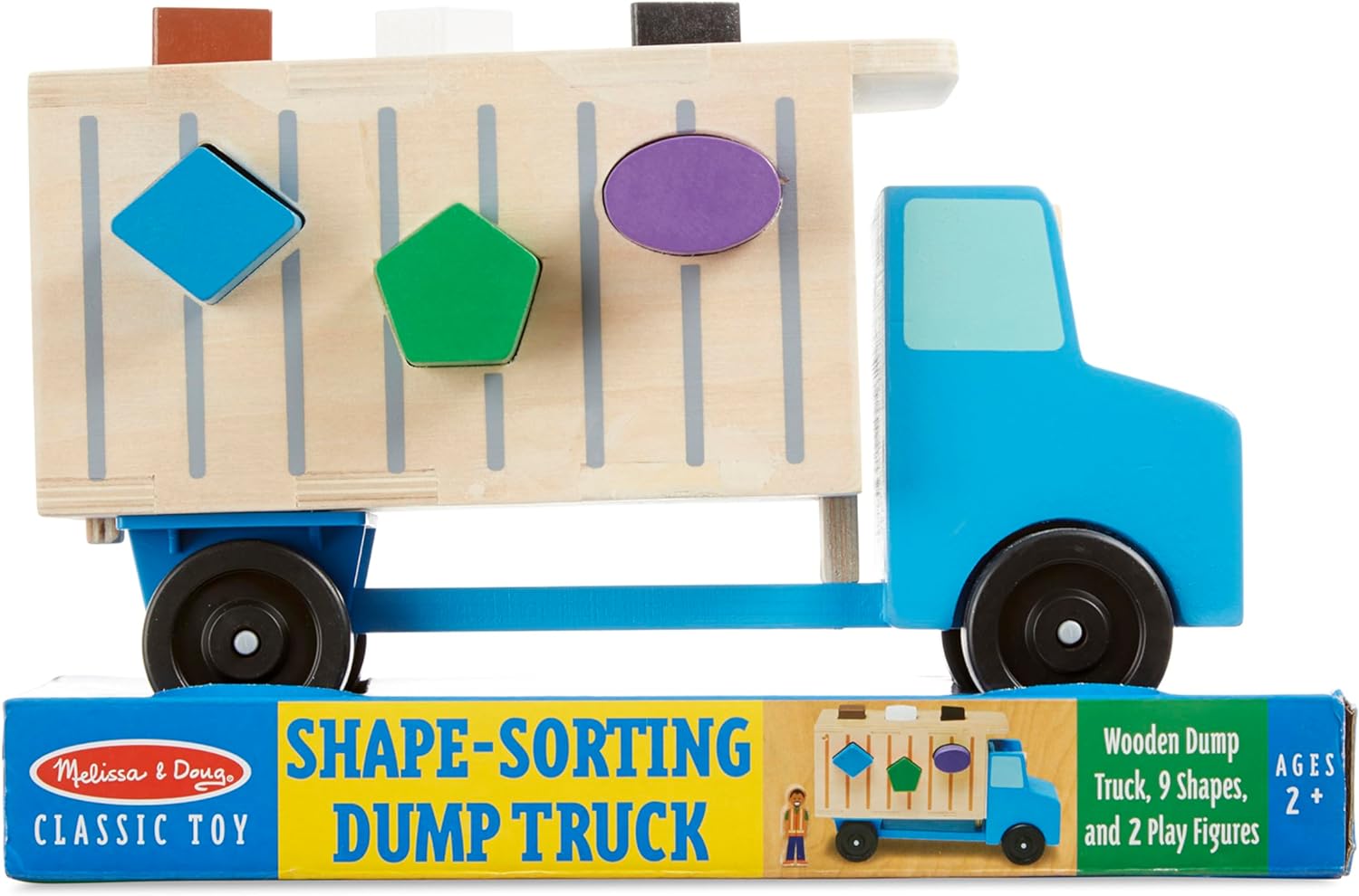 imageMelissa ampamp Doug ShapeSorting Wooden Dump Truck Toy With 9 Colorful Shapes and 2 Play Figures Wooden Vehicle Toys Shape Sorter Toys For Toddlers Ages 2