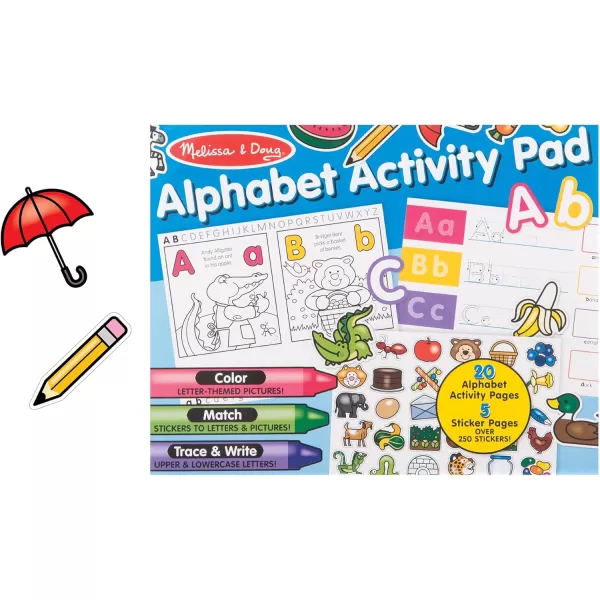 imageMelissa ampamp Doug Alphabet Activity Sticker Pad for Coloring Letters 250 Stickers  FSC Certified1405 x 1105 x 02