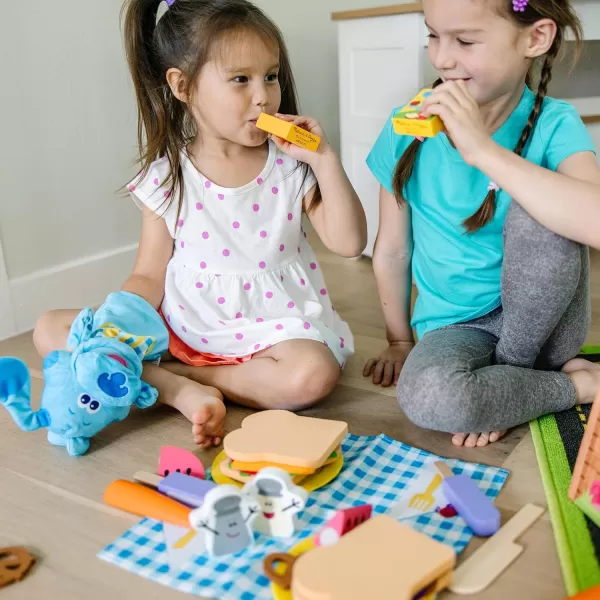 imageMelissa ampamp Doug Blues Clues ampamp You Share with Blue Picnic Play Set with Hand Puppet  FSC Certified