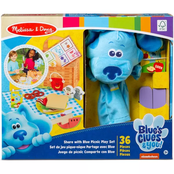 imageMelissa ampamp Doug Blues Clues ampamp You Share with Blue Picnic Play Set with Hand Puppet  FSC Certified