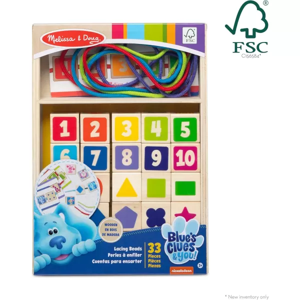 imageMelissa ampamp Doug Blues Clues ampamp You Wooden Lacing Beads  25 Beads 4 Cords  FSC Certified