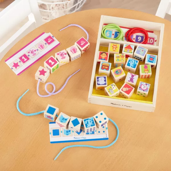 imageMelissa ampamp Doug Blues Clues ampamp You Wooden Lacing Beads  25 Beads 4 Cords  FSC Certified