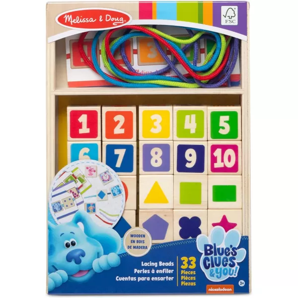 imageMelissa ampamp Doug Blues Clues ampamp You Wooden Lacing Beads  25 Beads 4 Cords  FSC Certified