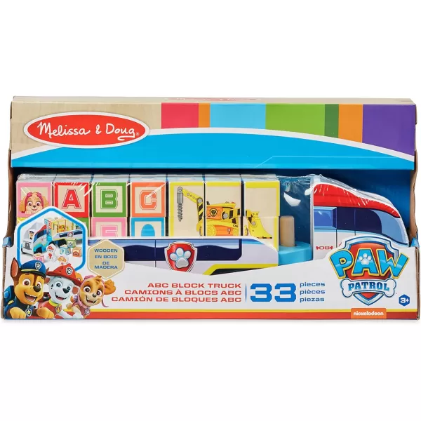 imageMelissa ampamp Doug PAW Patrol Wooden ABC Block Truck 33 Pieces  Sort And Stack Toys Alphabet Blocks For Toddlers Vehicle Toys For Kids Ages 3 3493 cm x 1778 cm x 1003 cmABC Alphabet Truck