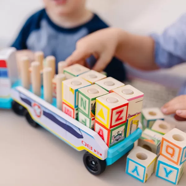 imageMelissa ampamp Doug PAW Patrol Wooden ABC Block Truck 33 Pieces  Sort And Stack Toys Alphabet Blocks For Toddlers Vehicle Toys For Kids Ages 3 3493 cm x 1778 cm x 1003 cmABC Alphabet Truck