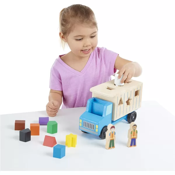imageMelissa ampamp Doug ShapeSorting Wooden Dump Truck Toy With 9 Colorful Shapes and 2 Play Figures Wooden Vehicle Toys Shape Sorter Toys For Toddlers Ages 2
