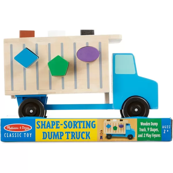 imageMelissa ampamp Doug ShapeSorting Wooden Dump Truck Toy With 9 Colorful Shapes and 2 Play Figures Wooden Vehicle Toys Shape Sorter Toys For Toddlers Ages 2