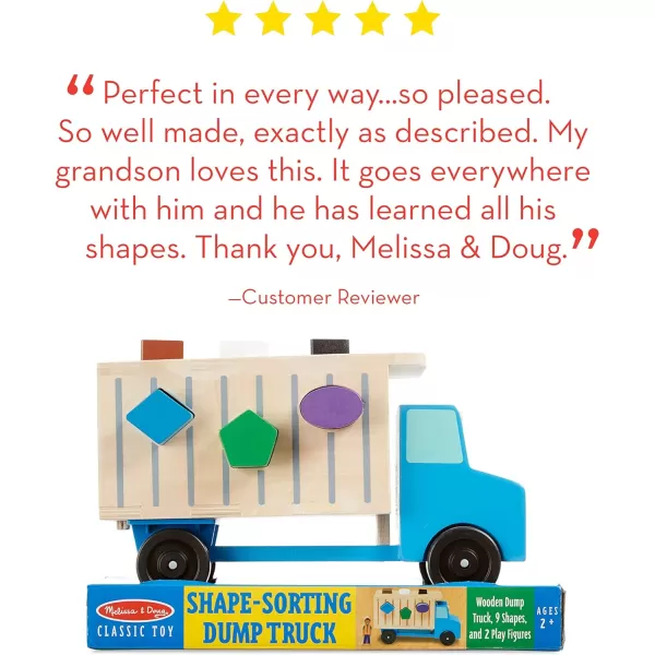 imageMelissa ampamp Doug ShapeSorting Wooden Dump Truck Toy With 9 Colorful Shapes and 2 Play Figures Wooden Vehicle Toys Shape Sorter Toys For Toddlers Ages 2