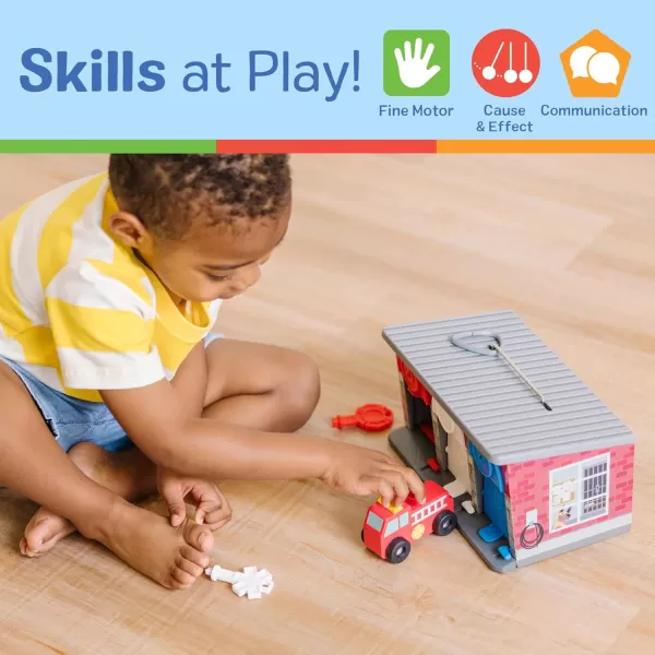 imageMelissa ampamp Doug Toy Keys and Cars Wooden Rescue Vehicles and Garage 7 pcs Red for 36 months to 72 months