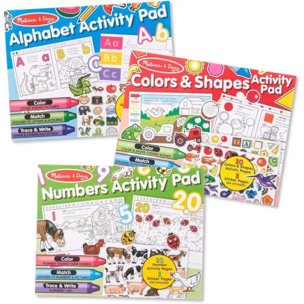 imageMelissa ampamp Doug Activity Pad Bundle  Alphabet Colors ampamp Shapes ampamp Numbers  Sticker And Coloing Activity Books For Girls And Boys Great Travel ToyActivity Pad