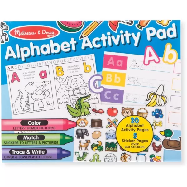 imageMelissa ampamp Doug Alphabet Activity Sticker Pad for Coloring Letters 250 Stickers  FSC Certified1405 x 1105 x 02