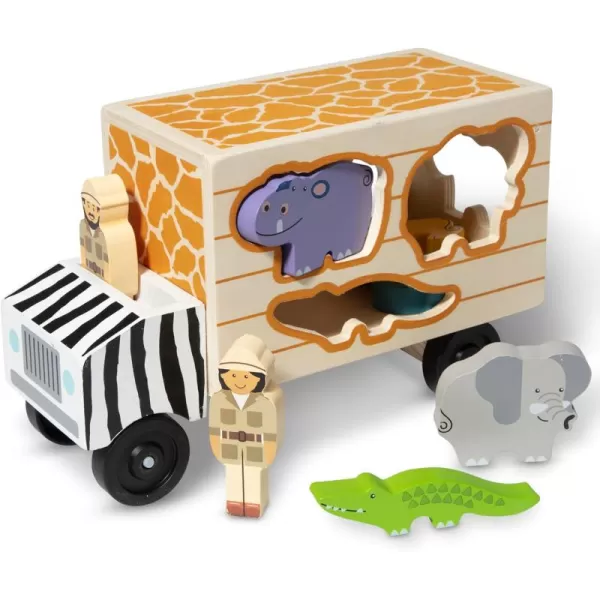 imageMelissa ampamp Doug Animal Rescue ShapeSorting Truck  Wooden Toy With 7 Animals and 2 Play Figures Vehicle Toys For ToddlersStandard