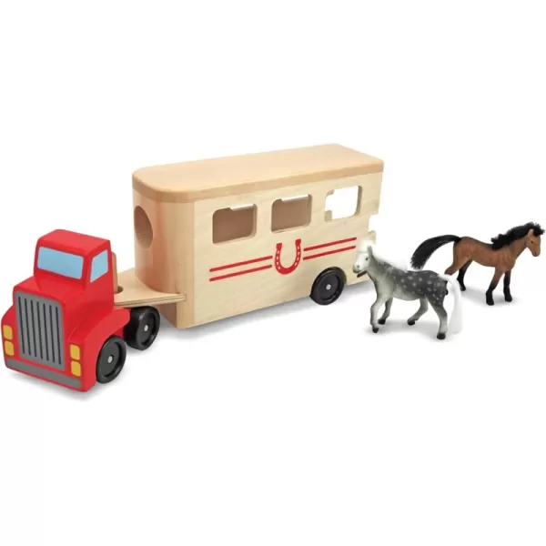 imageMelissa ampamp Doug Horse Carrier Wooden Vehicle Play Set With 2 Flocked Horses and PullDown Ramp  Horse Figures Wooden Horse Trailer Toy For Kids Ages 3