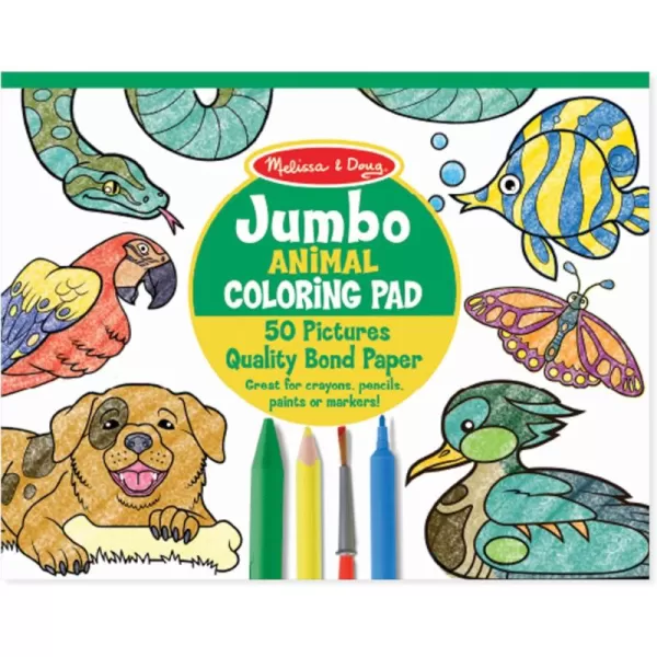 imageMelissa ampamp Doug Jumbo 50Page Kids Coloring Pad  Horses Hearts Flowers and More  FSC CertifiedAnimals