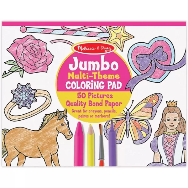 imageMelissa ampamp Doug Jumbo 50Page Kids Coloring Pad  Horses Hearts Flowers and More  FSC CertifiedHorses  Hearts  Flowers