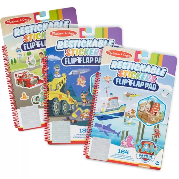 imageMelissa ampamp Doug PAW Patrol Restickable Stickers FlipFlap Pad 3Pack  Classic Missions Adventure Bay Ultimate Rescue  PAW Patrol Toys Reusable Sticker Books For Kids Ages 3Stickers