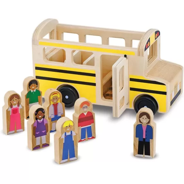 imageMelissa ampamp Doug School Bus Wooden Toy Set With 7 Figures Pretend Play Classic Toys For Kids