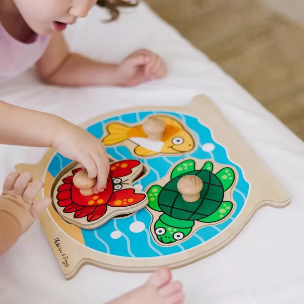 imageMelissa ampamp Doug Animals Jumbo Knob Wooden Puzzles Set  Fish and Pets  Chunky Wooden Puzzles for Toddlers Animal Puzzles For Kids Ages 1Fish  Pets