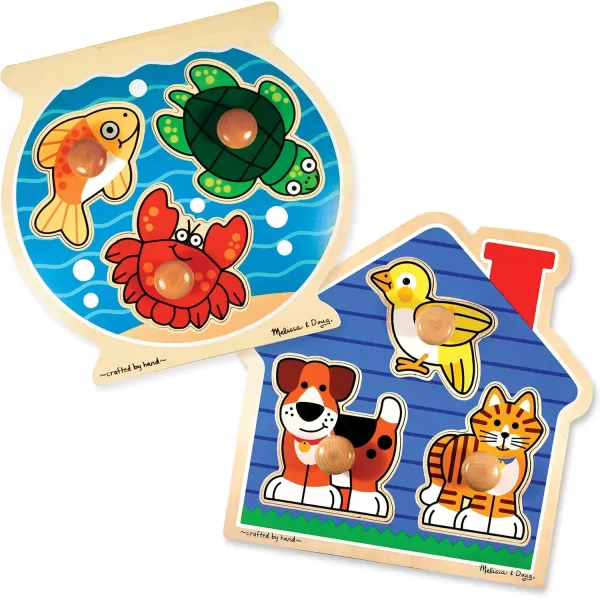 imageMelissa ampamp Doug Animals Jumbo Knob Wooden Puzzles Set  Fish and Pets  Chunky Wooden Puzzles for Toddlers Animal Puzzles For Kids Ages 1Fish  Pets